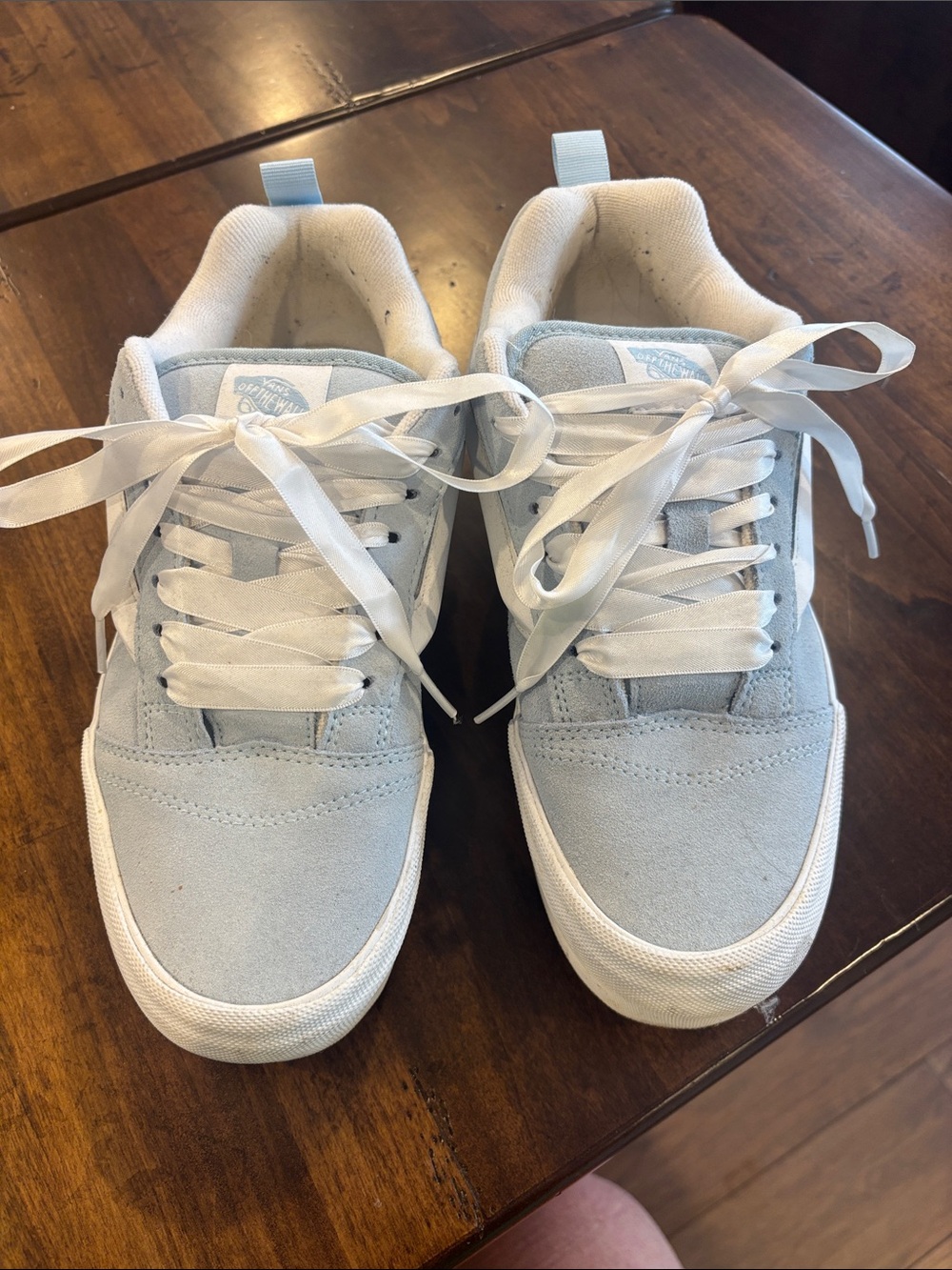 Vans Light Blue and White Low-Top Sneakers
